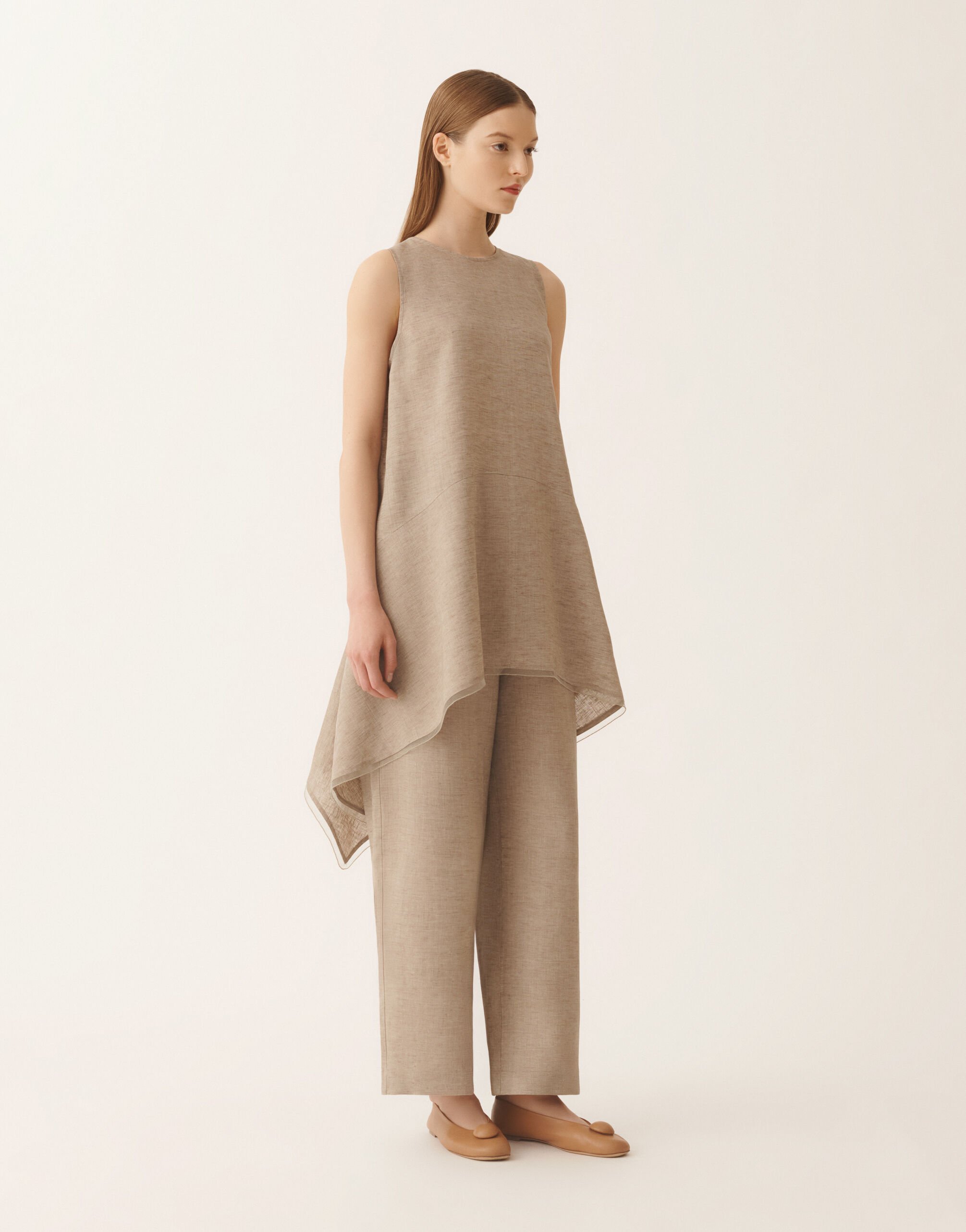 Top de tejido de lino, topo Fabiana Filippi Top de tejido de lino, topo GRIS PALOMA TPD276F743M1610000