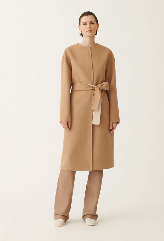 Fabiana Filippi Double wool coat, rope and wicker BROWN CTD215F240L5080000