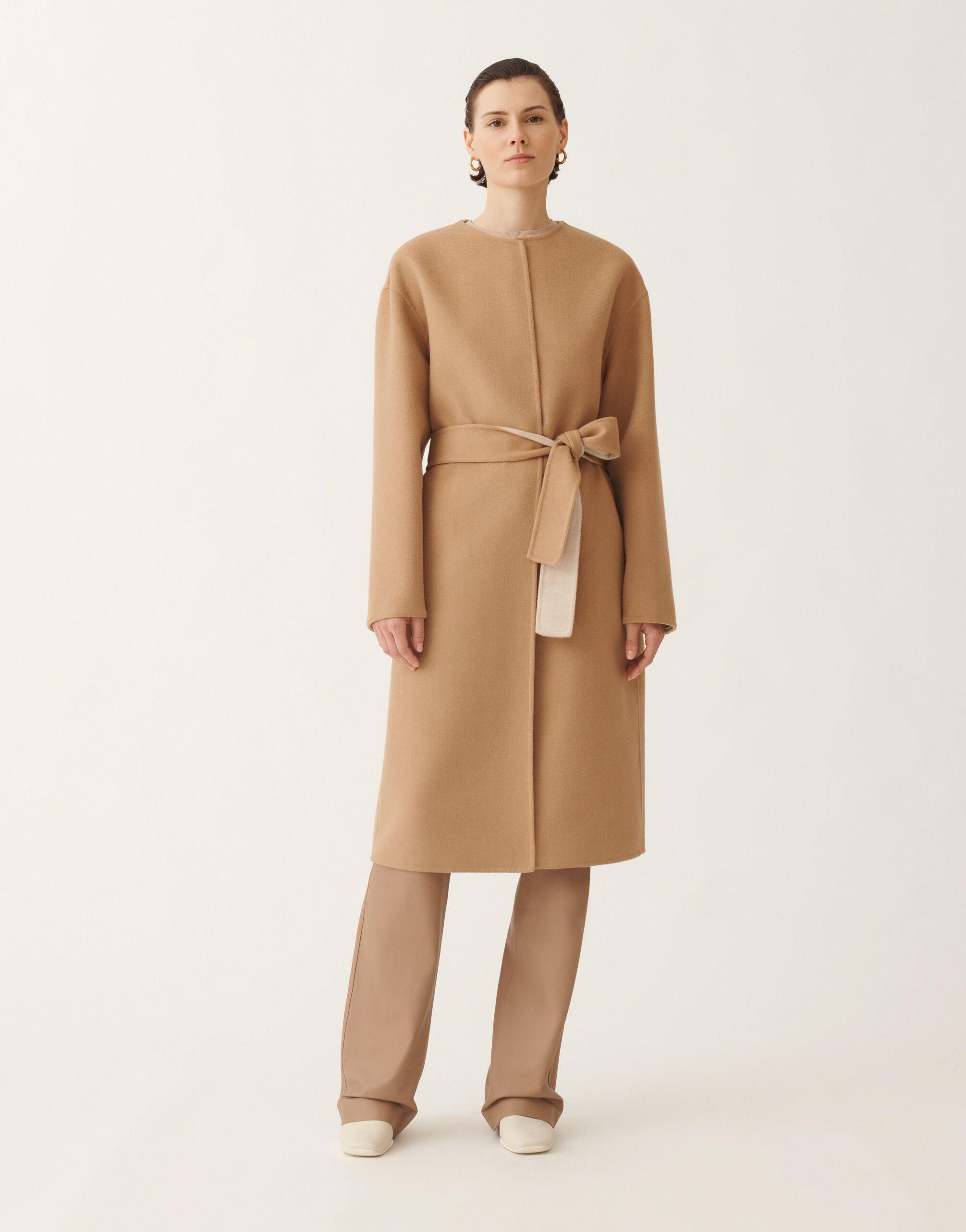 Fabiana Filippi Cappotto in double di lana, vimini e corda MARRONE CTD215F240L5080000