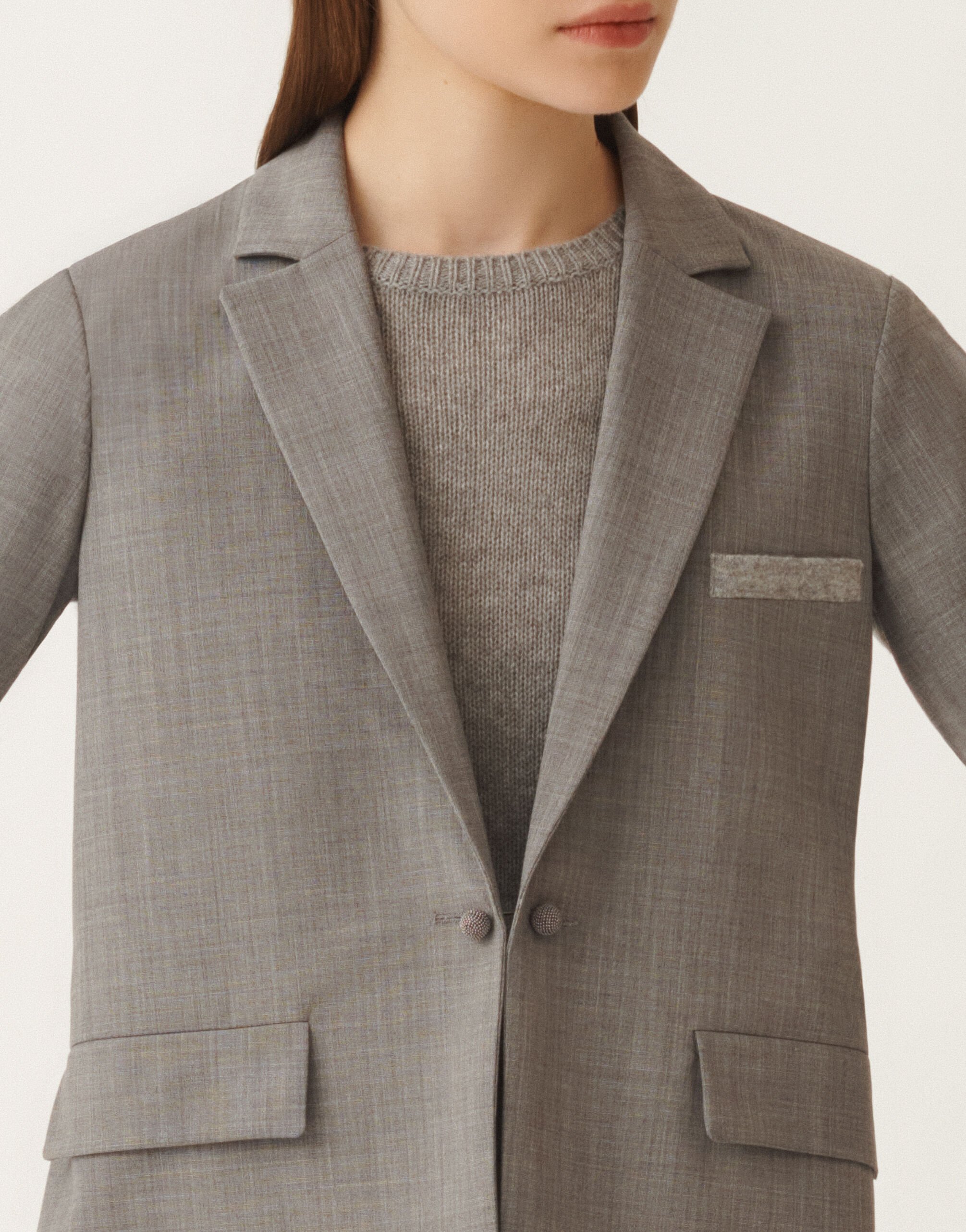 Fabiana Filippi Cool wool jacket, melange rock GREY GCD215F201L5650000