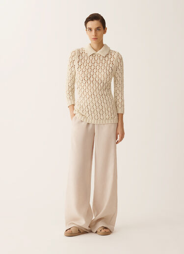 Fabiana Filippi Cotton tape-knit sweater with sequins, butter BUTTER MAD276F557M1020000