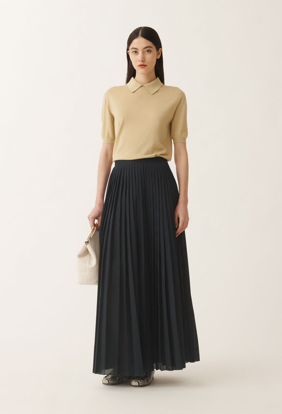 Fabiana Filippi Pleated muslin skirt, midnight blue BLUE GND275F844L3760000