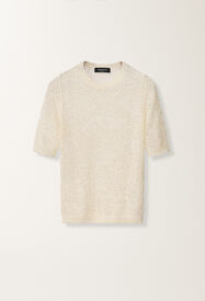 Fabiana Filippi Pull en micro-paillettes, mastice MASTIC MAD276F131D8640000