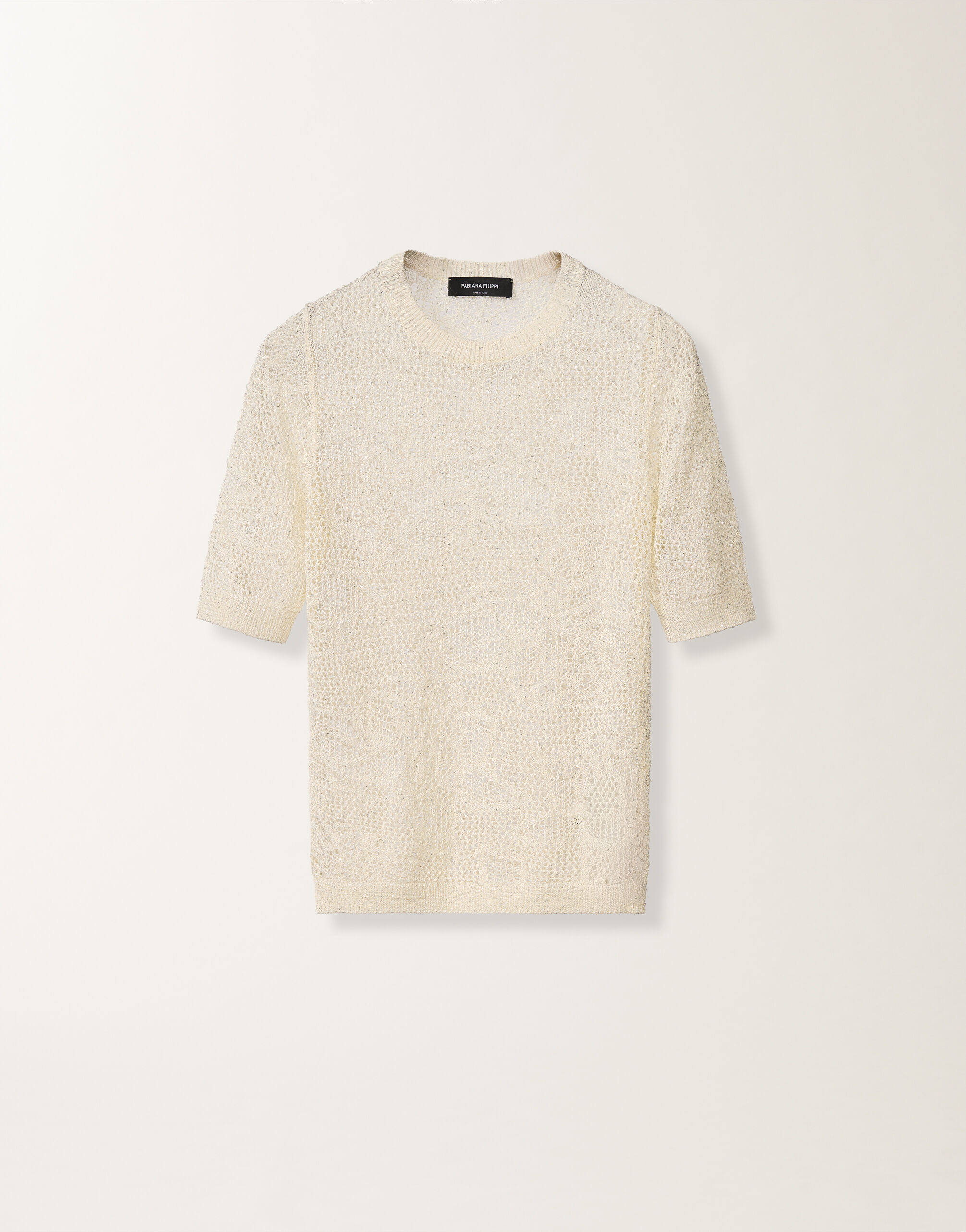 Pull en micro-paillettes, mastice Fabiana Filippi Pull en micro-paillettes, mastice MASTIC MAD276F131D8640000