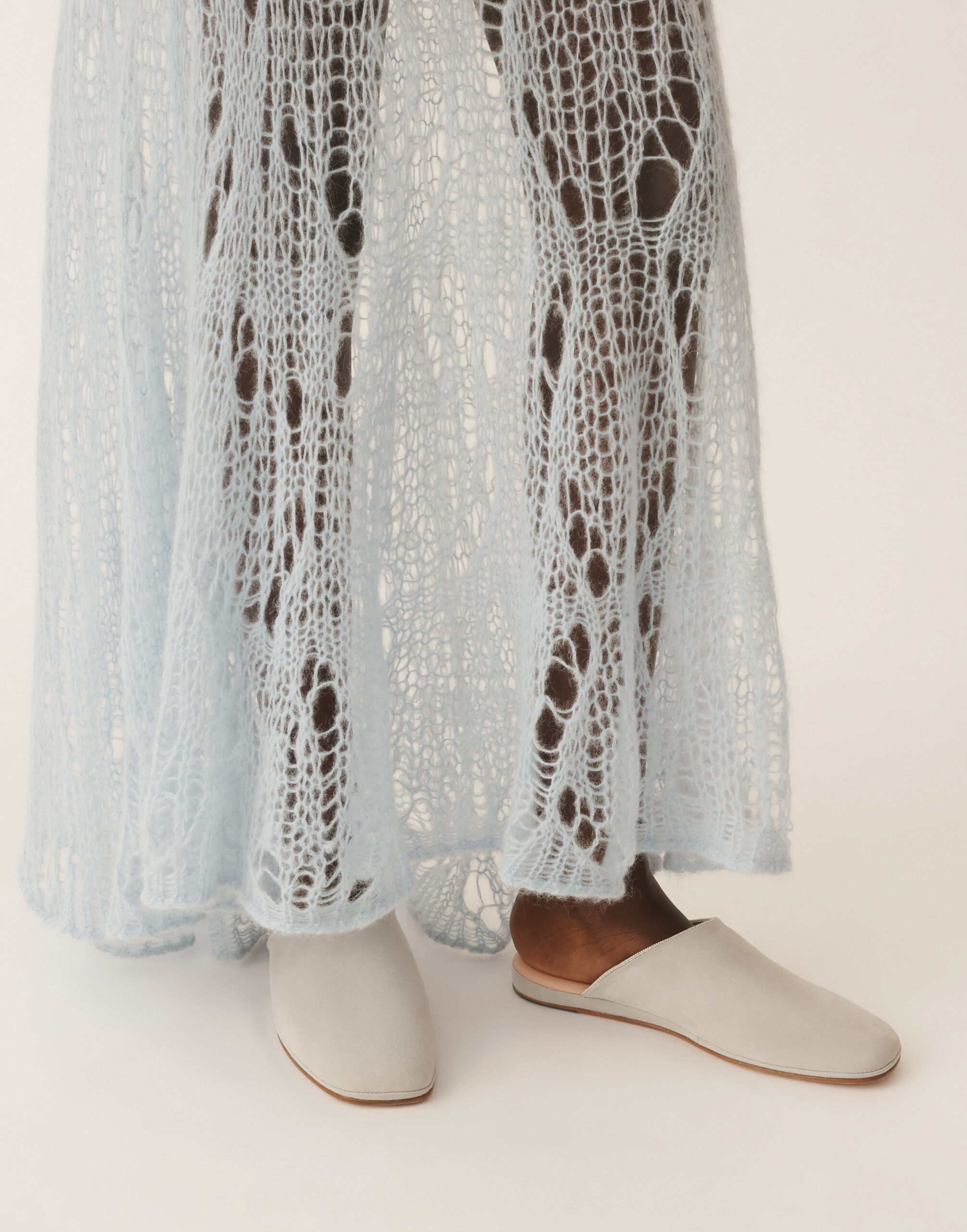 Suede slippers in ice grey for Women | Fabiana Filippi®