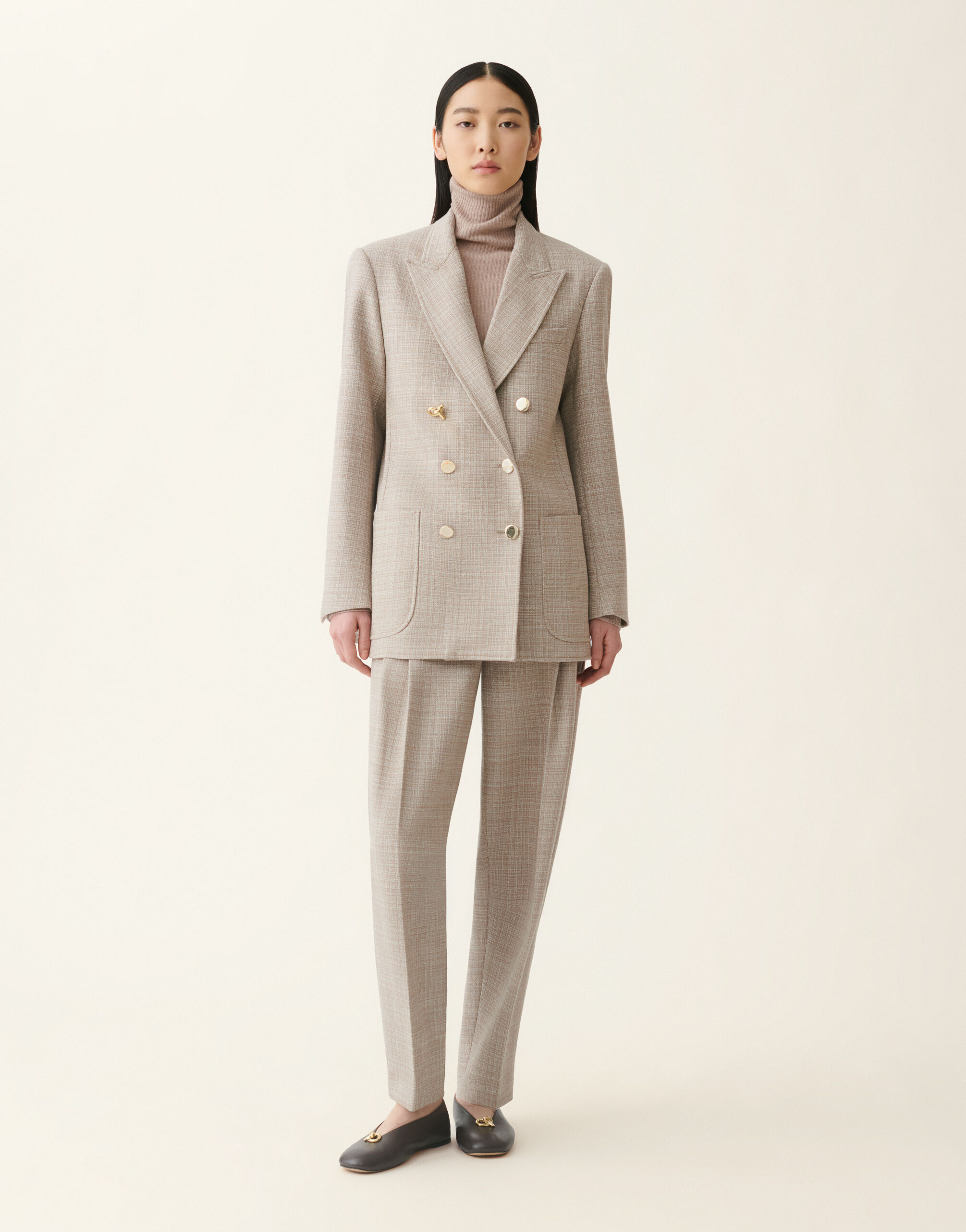 Blazer doppiopetto in mouliné, moka meringa Fabiana Filippi Blazer doppiopetto in mouliné, moka meringa Moka meringa GCD216F179D9830000
