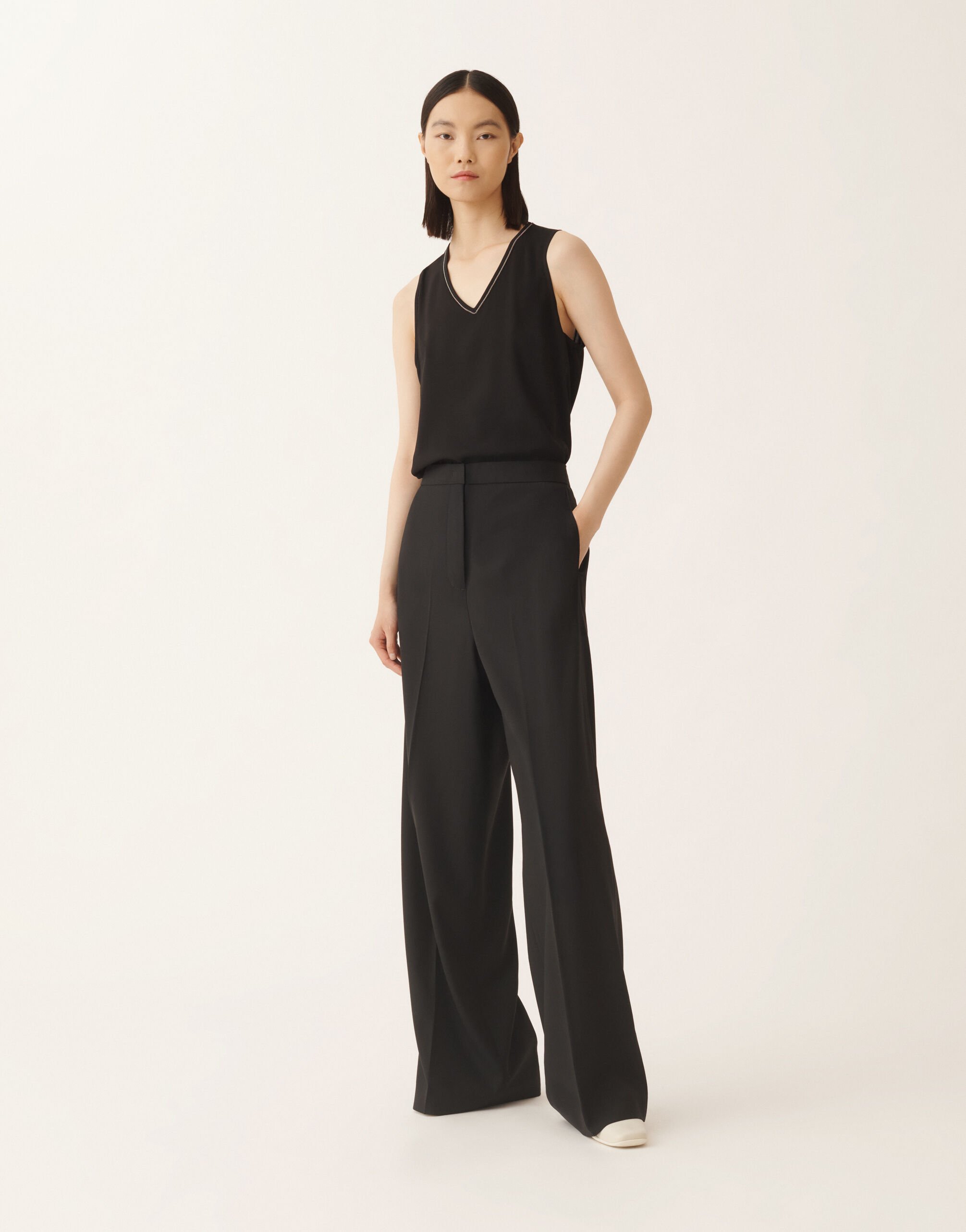 Fabiana Filippi Hose Spoleto aus Cool Wool, schwarz SCHWARZ PAD265F307D6200000