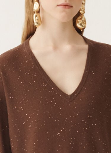 Fabiana Filippi Pullover aus Wolle mit Pailletten, ebenholzbraun Braun MAD215F064L5570000