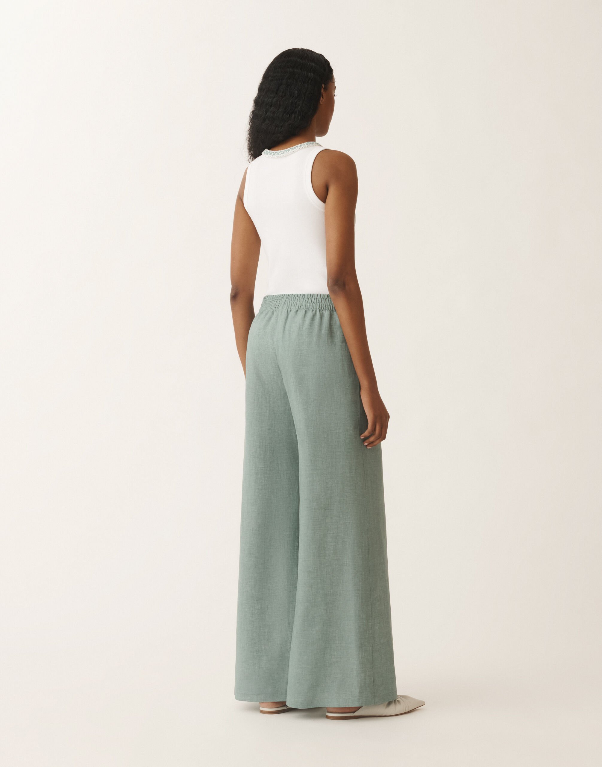 Fabiana Filippi Pantalon Amelia en toile de lin, bleu pétrole TURQUOISE PAD275F291D8350000