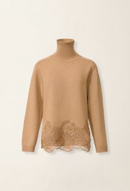 Fabiana Filippi Platinum sweater with lace hem, rattan Rattan MAD226F495M4460000