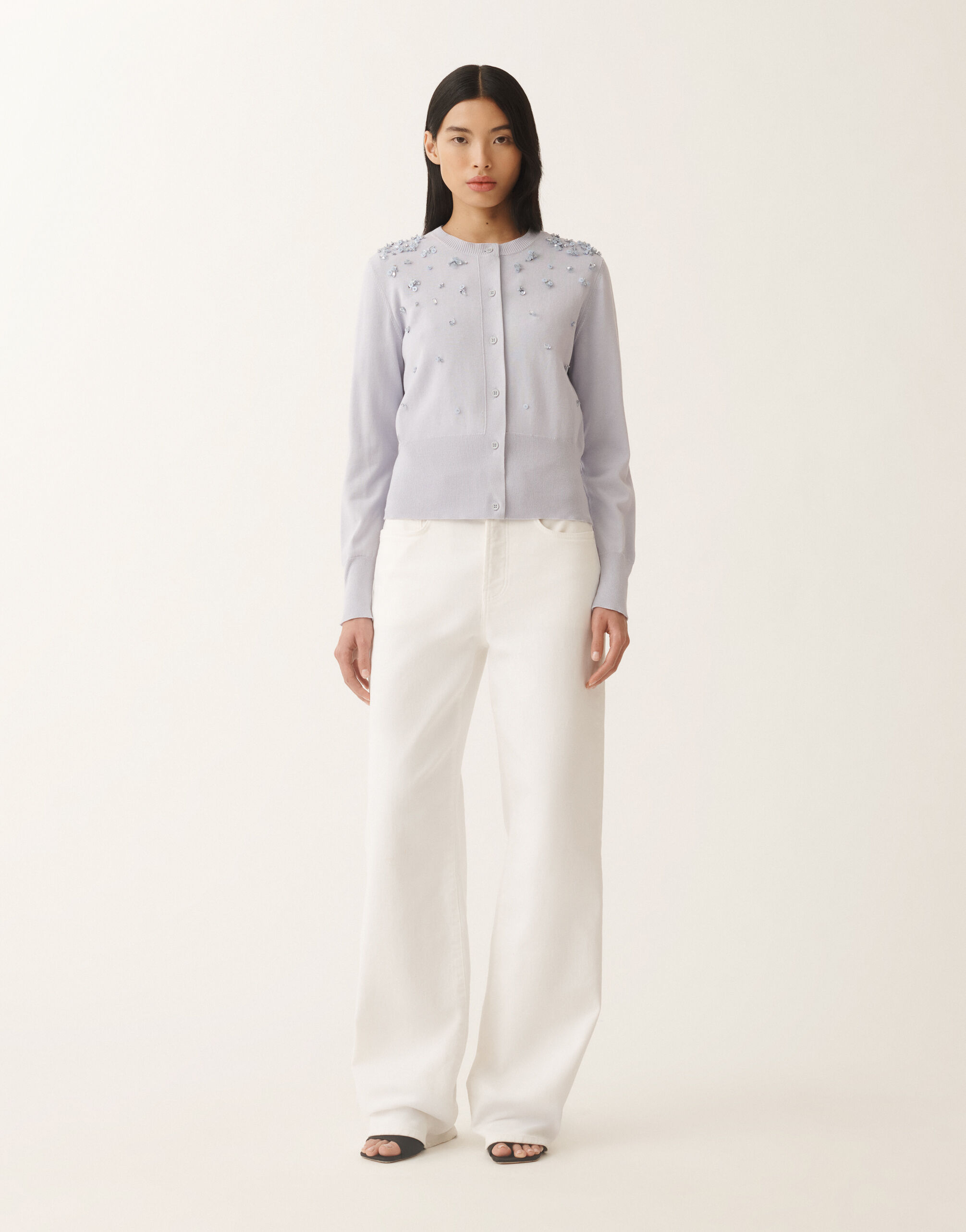 Cotton cardigan, mauve for Women | Fabiana Filippi®