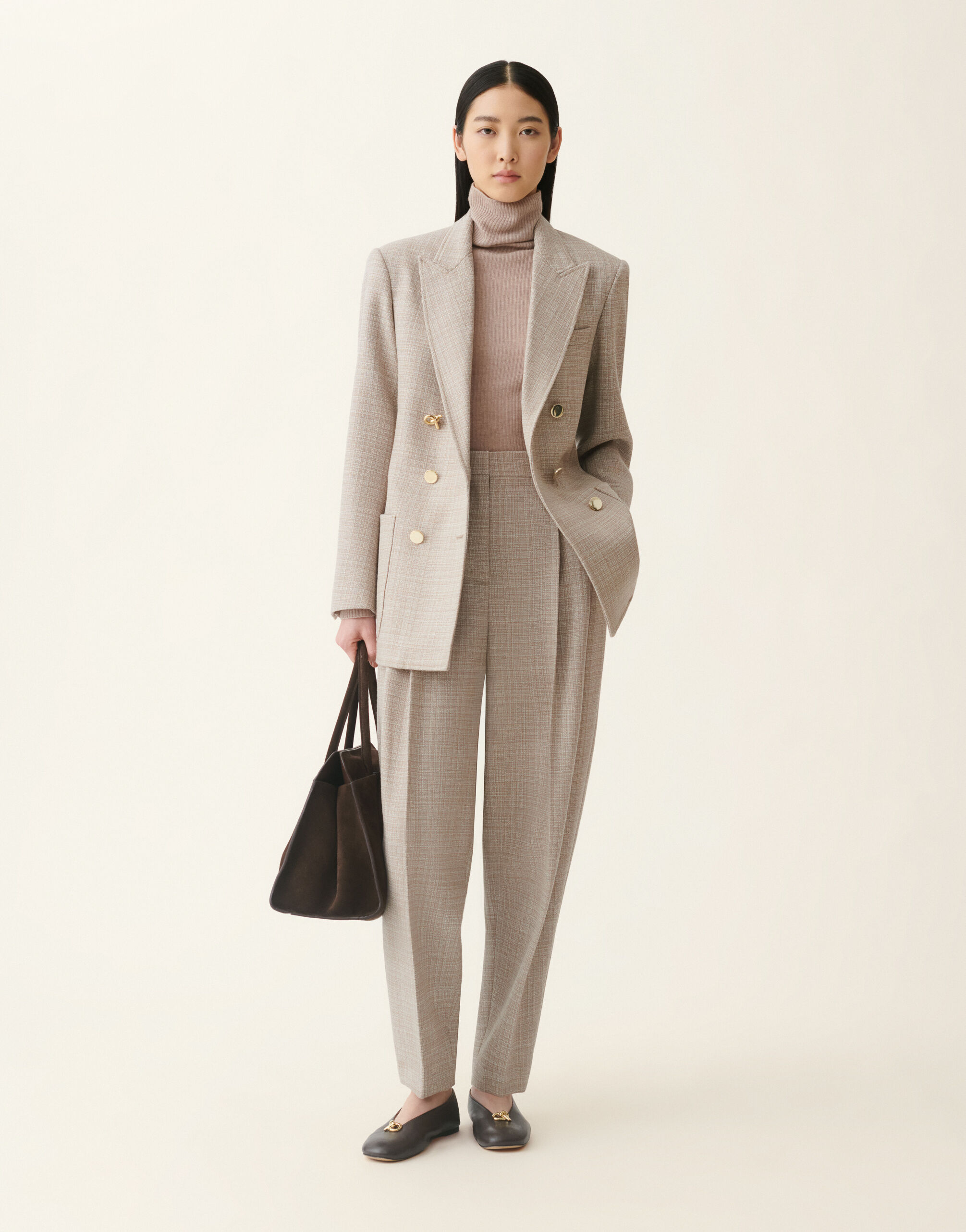 Blazer doppiopetto in mouliné, moka meringa Fabiana Filippi Blazer doppiopetto in mouliné, moka meringa Moka meringa GCD216F179D9830000