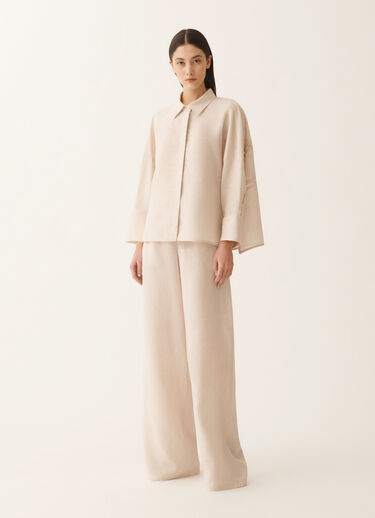 Fabiana Filippi Camicia cropped in tela di lino, naturale NATURALE CAD276F309M1610000