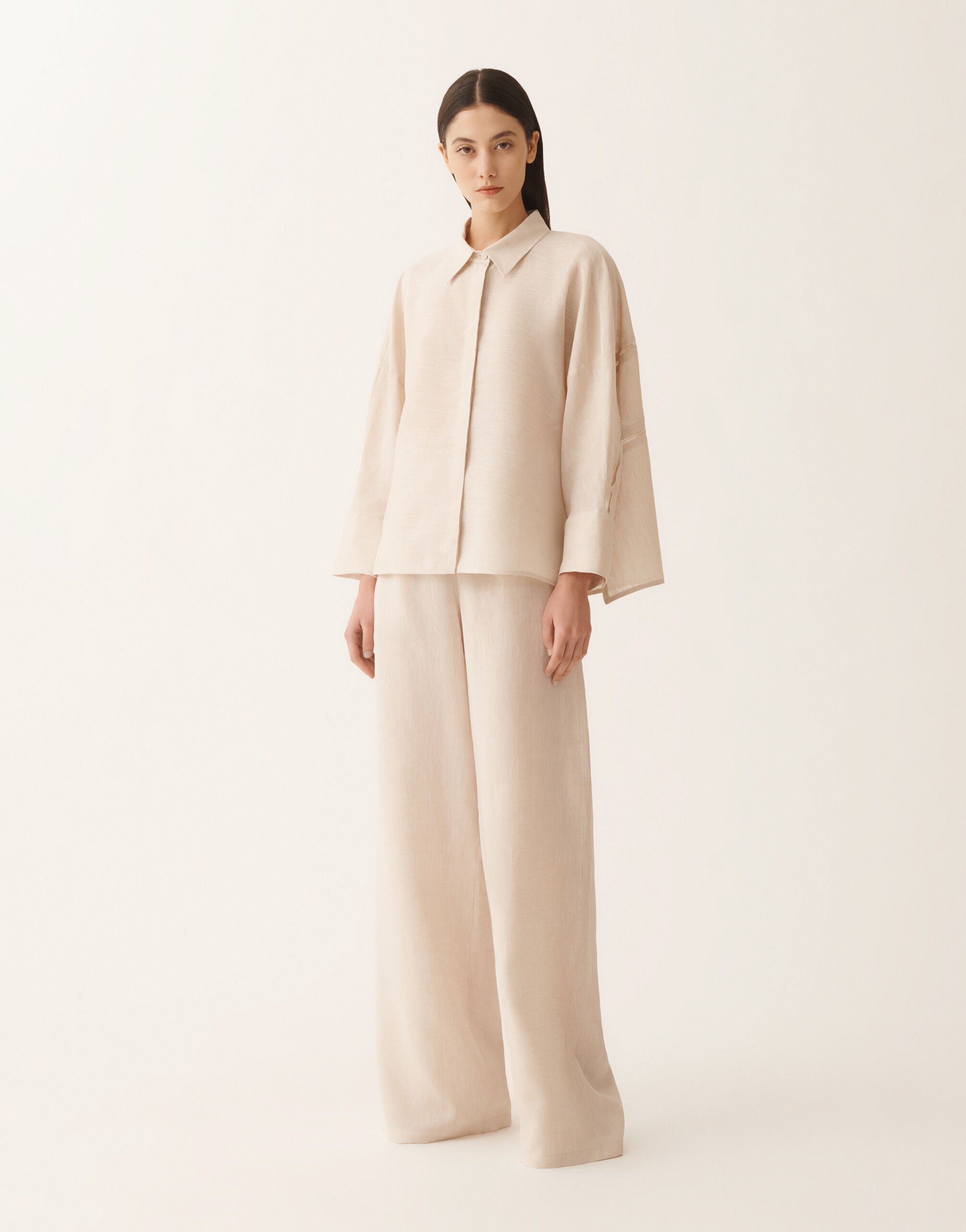 Fabiana Filippi Camicia cropped in tela di lino, naturale NATURALE CAD276F309M1610000