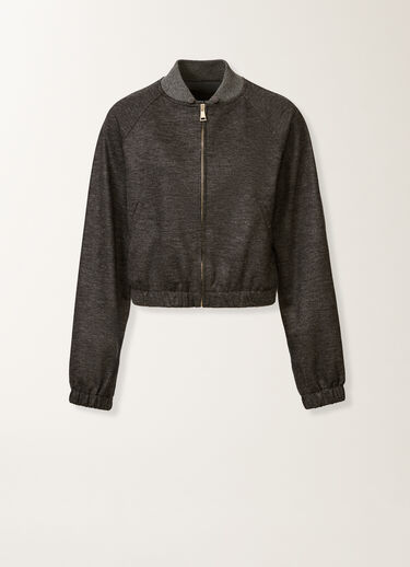 Fabiana Filippi Gestrickte Bomberjacke aus gekochter Wolle, Schiefer Grau GCD225F645L6410000