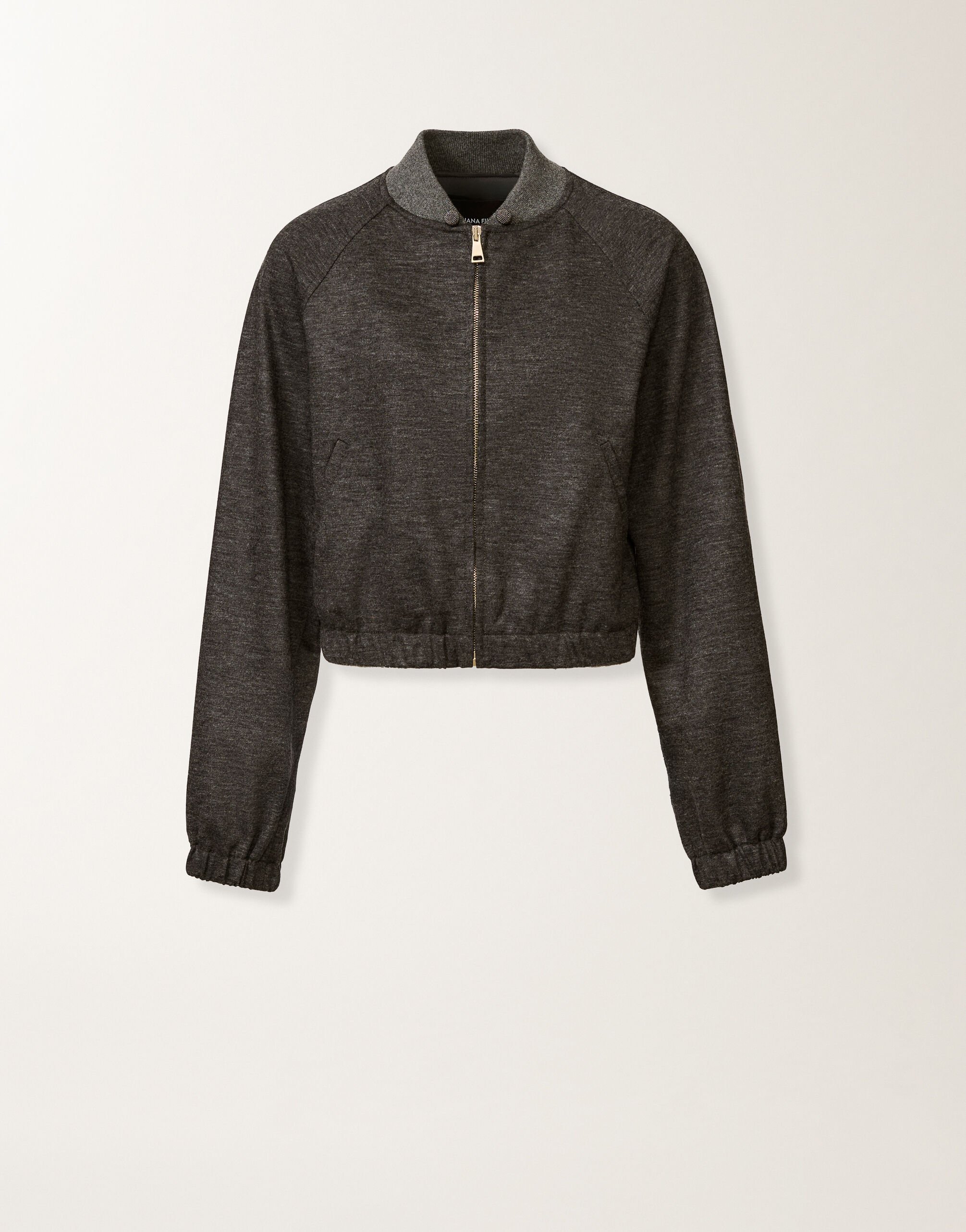 Fabiana Filippi Gestrickte Bomberjacke aus gekochter Wolle, Schiefer Grau GCD225F645L6410000