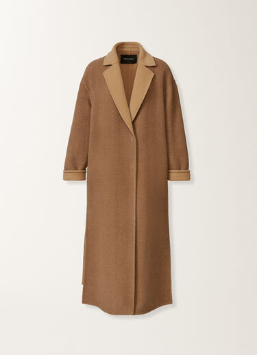Fabiana Filippi Coat in soft double chevron, camel and ebony Brown CTD225F715L6430000