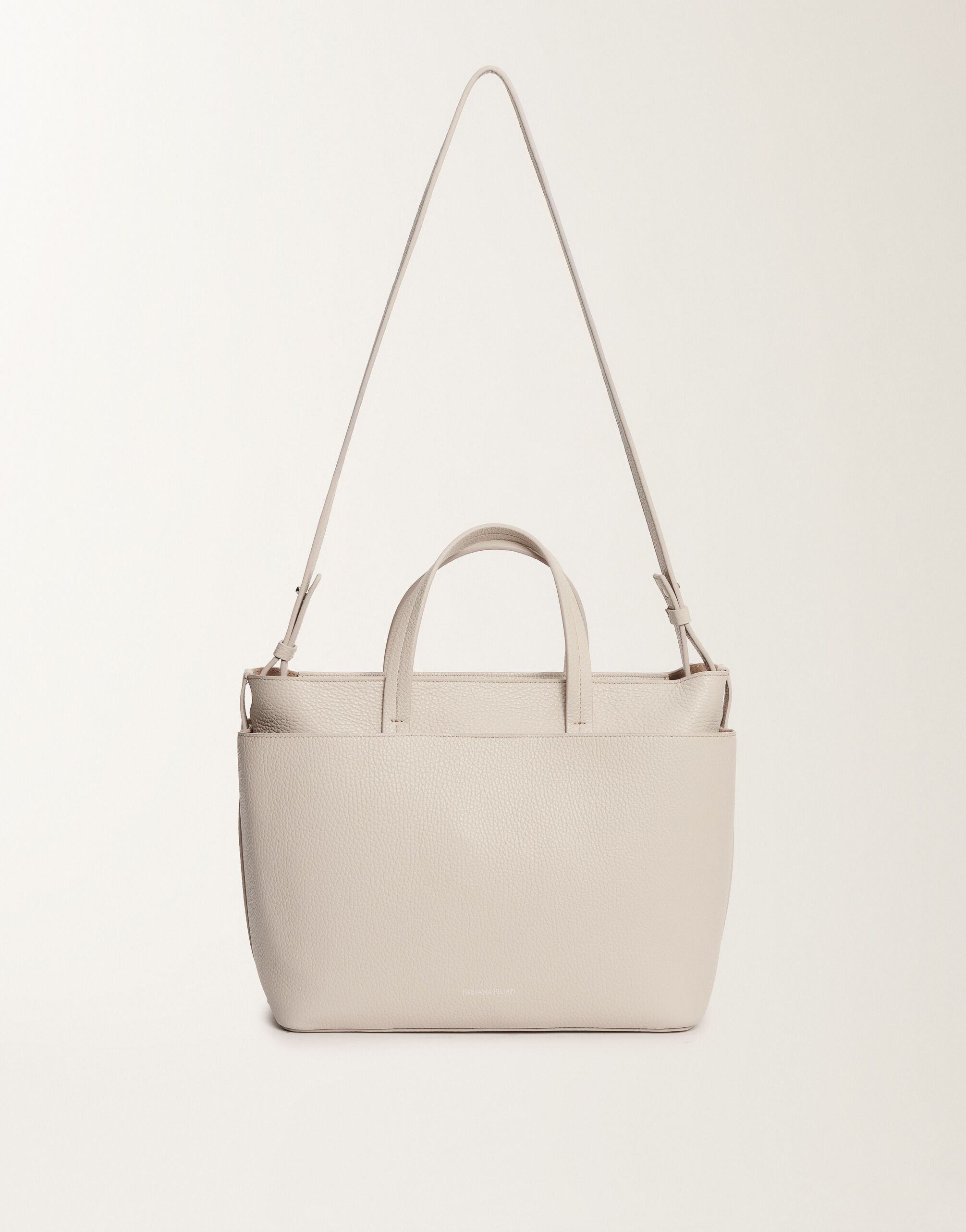レディースLarge grained leather handbag, marble ハンドバッグ