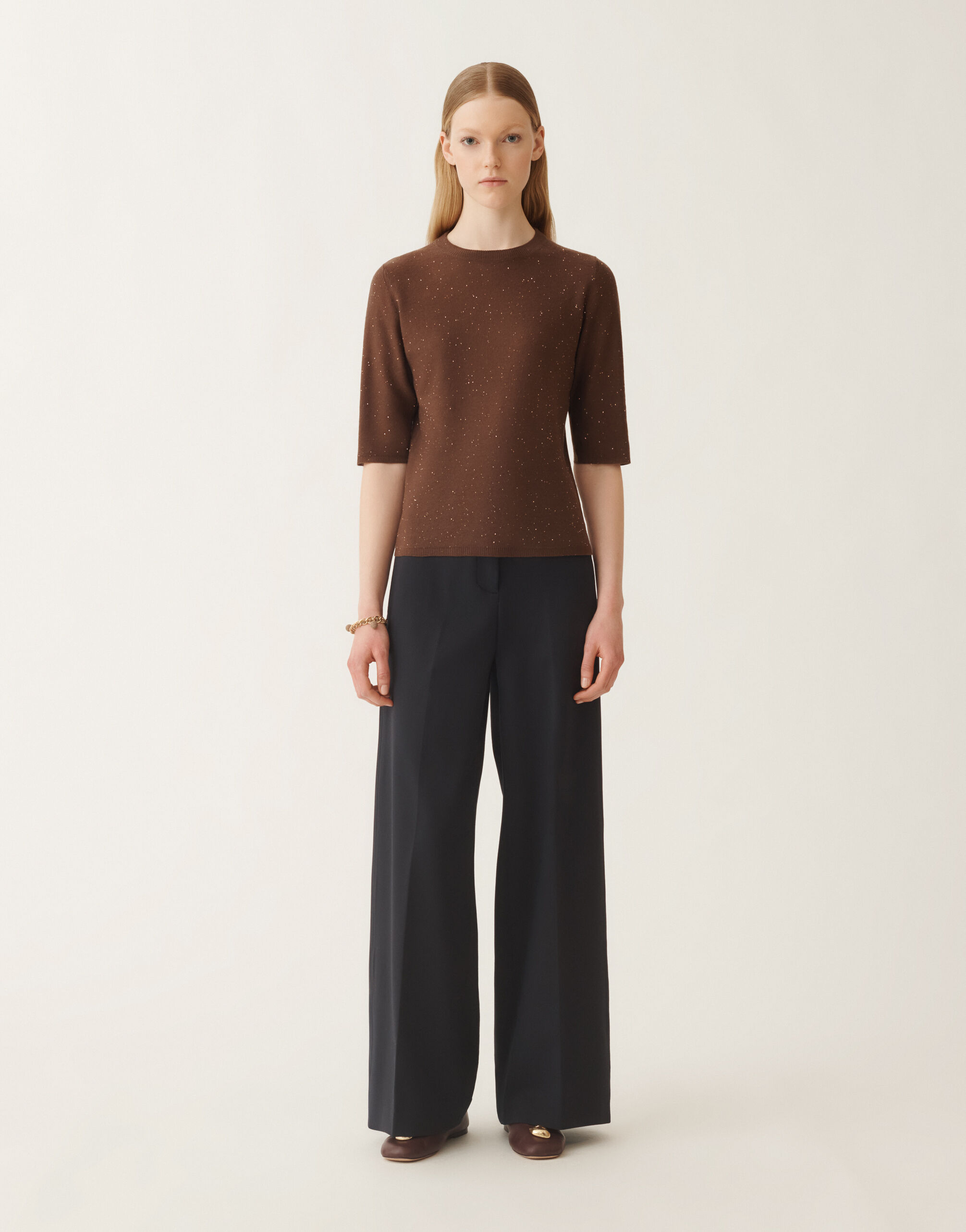 Fabiana Filippi ウールシルク　トップス　新品 Wool sweater with sequins, ebony for Women | Fabiana Filippi®