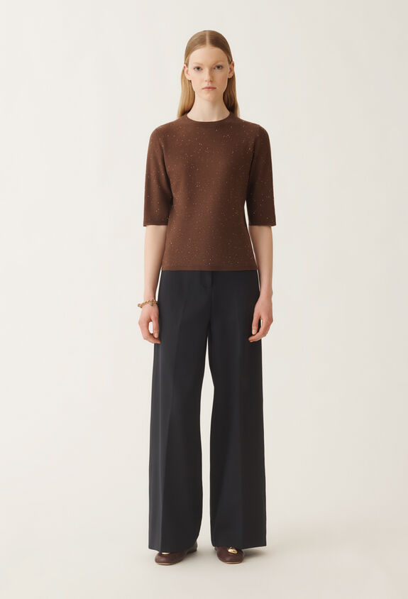 Fabiana Filippi Wool sweater with sequins, ebony BROWN MAD215F088L5570000