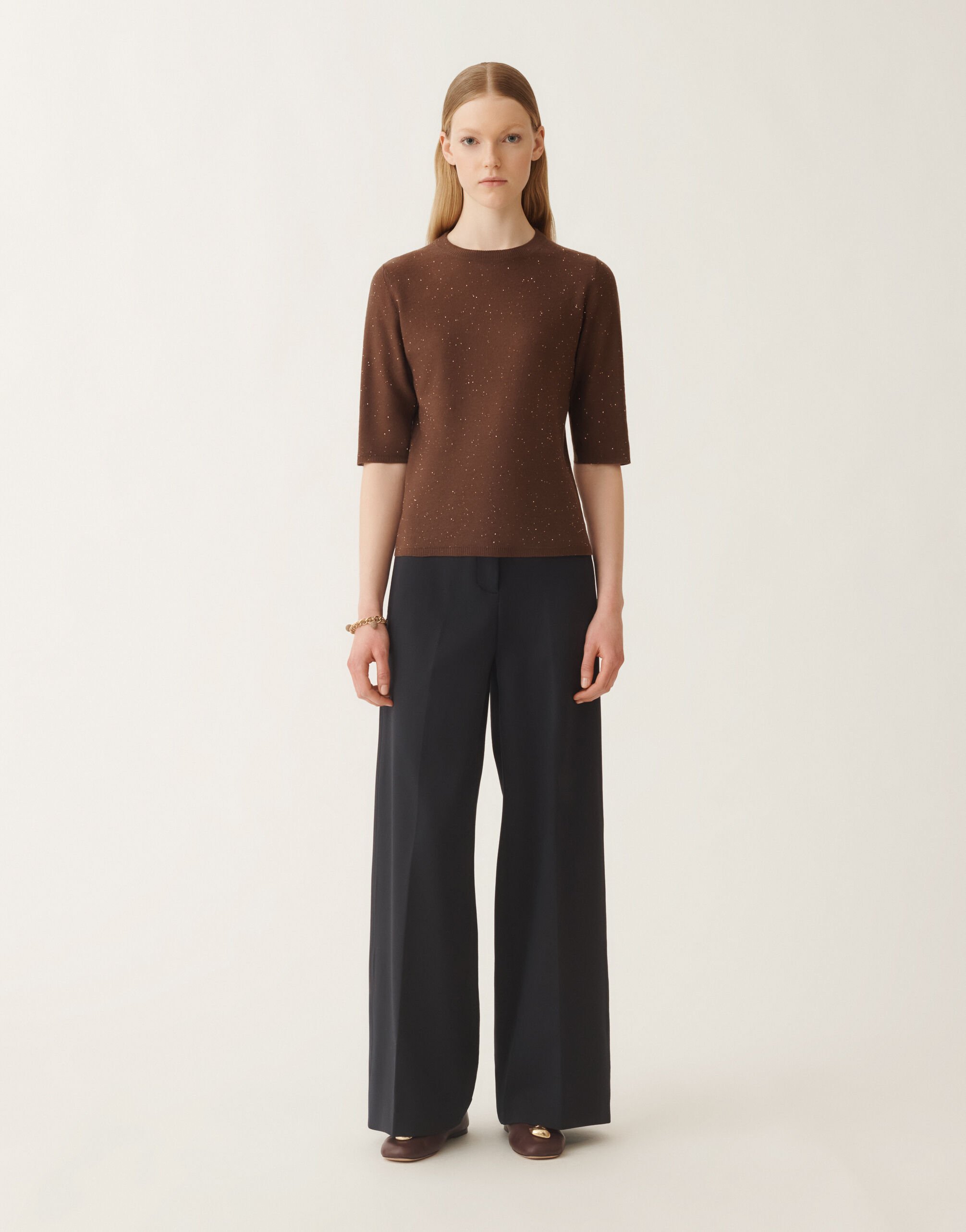 Fabiana Filippi Wool sweater with sequins, ebony BROWN MAD215F088L5570000