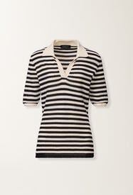 Fabiana Filippi Polo en coton biologique avec micro sequins, couleur beurre et bleu BLEU NUIT MAD276F474M1660000