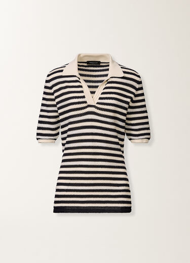 Fabiana Filippi Polo en coton biologique avec micro sequins, couleur beurre et bleu BLEU NUIT MAD276F474M1660000