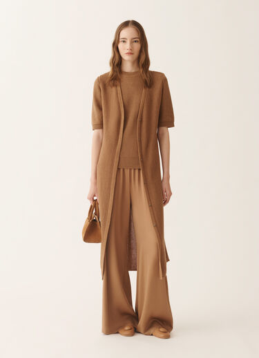 Fabiana Filippi Cardigan vest in cotton and linen with sequins, wicker WICKER MAD276F470D2730000