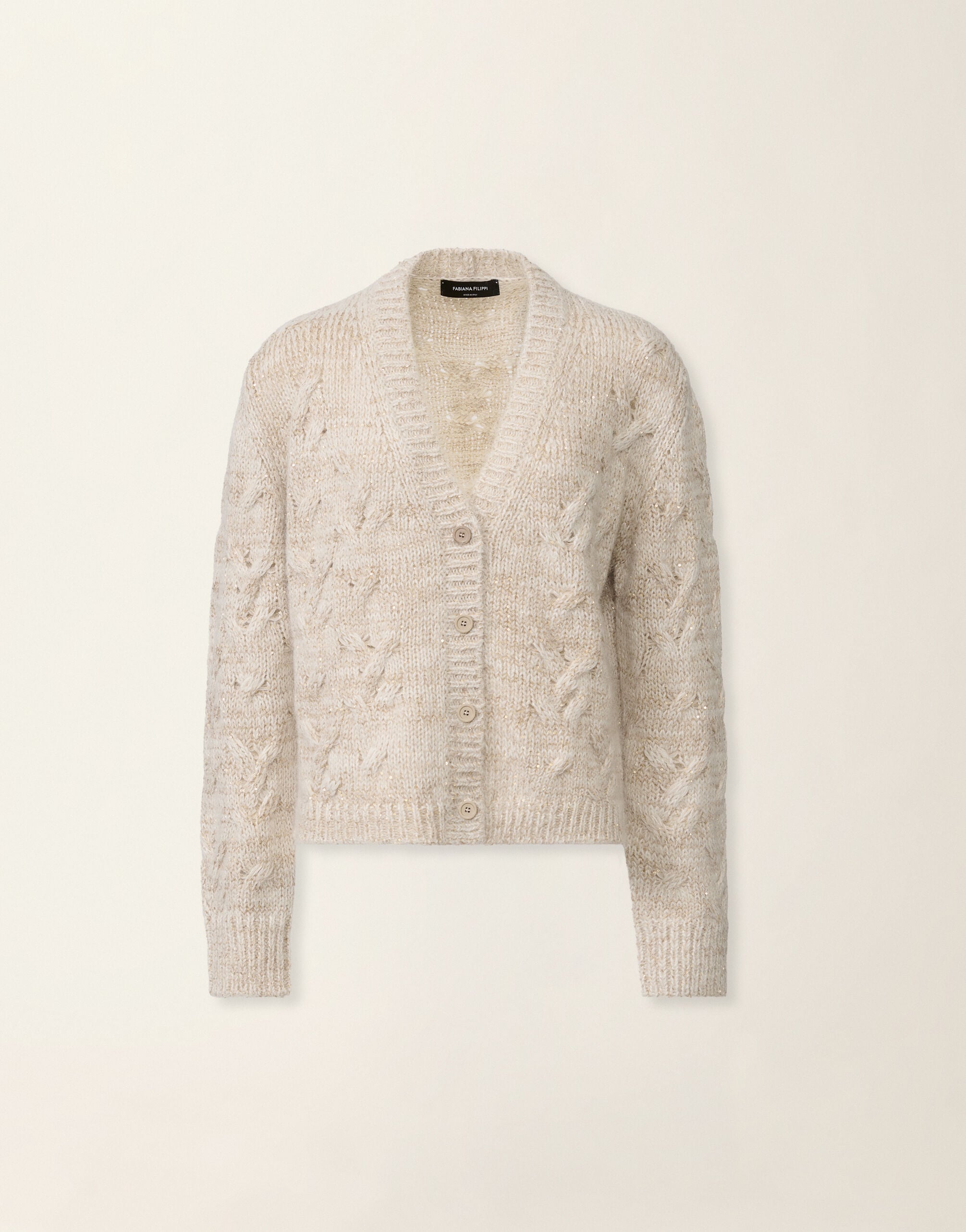 Platinum, mohair and sequin cardigan, cachà Fabiana Filippi Platinum, mohair and sequin cardigan, cachà Cachà MAD226F449M4170000