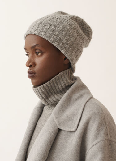 Fabiana Filippi Wool and silk hat with sequins, rock Grey SAD225A983L6170000