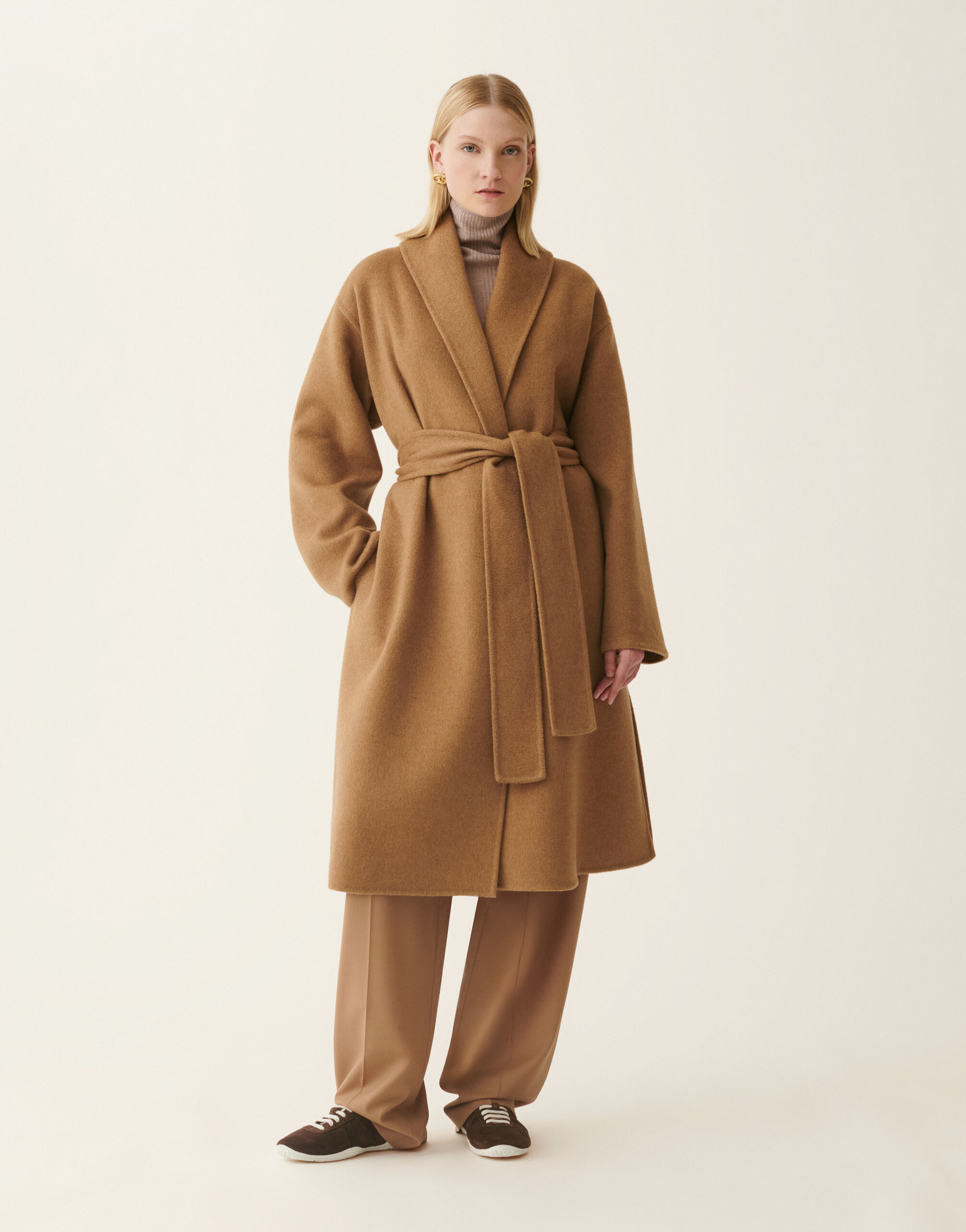 Fabiana Filippi Cashmere double robe coat, rattan Rattan CTD226F662M3930000