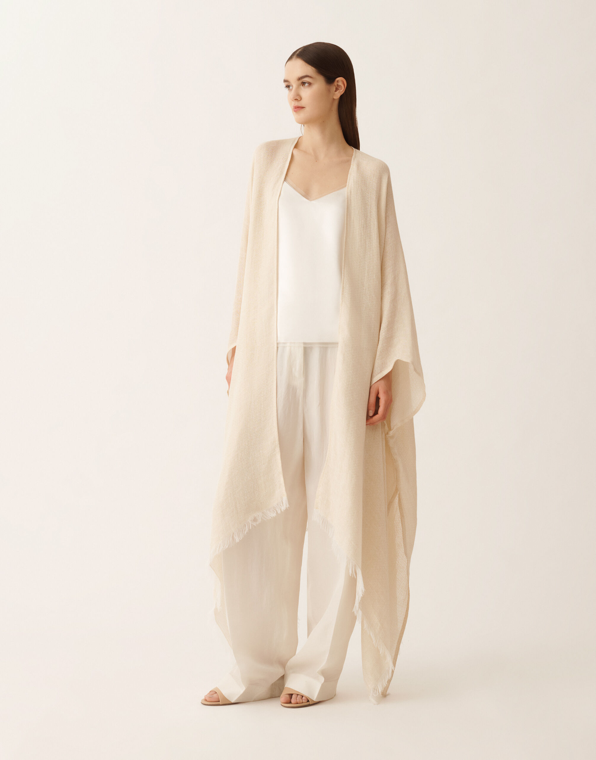 Linen and viscose kaftan with lurex, butter Fabiana Filippi Linen and viscose kaftan with lurex, butter BUTTER SAD276A948M0460000