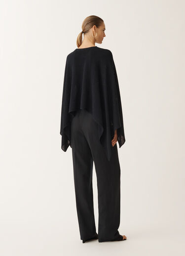 Fabiana Filippi Cotton and linen cape with sequins, midnight blue BLUE SAD275A010D2730000