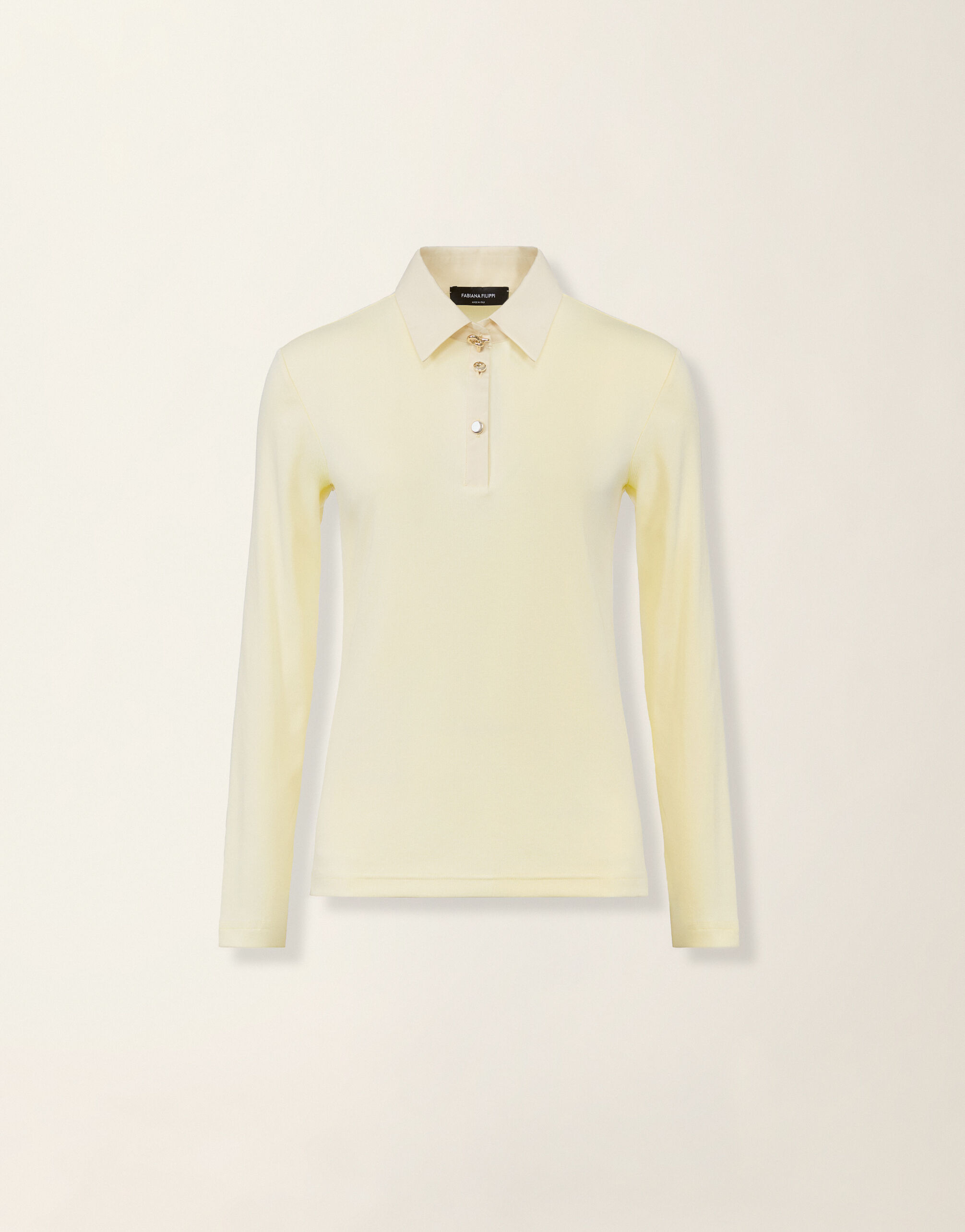 Ribbed cotton jersey long-sleeved T-shirt, vanilla yellow Fabiana Filippi Ribbed cotton jersey long-sleeved T-shirt, vanilla yellow Vanilla yellow JED226F552M4560000
