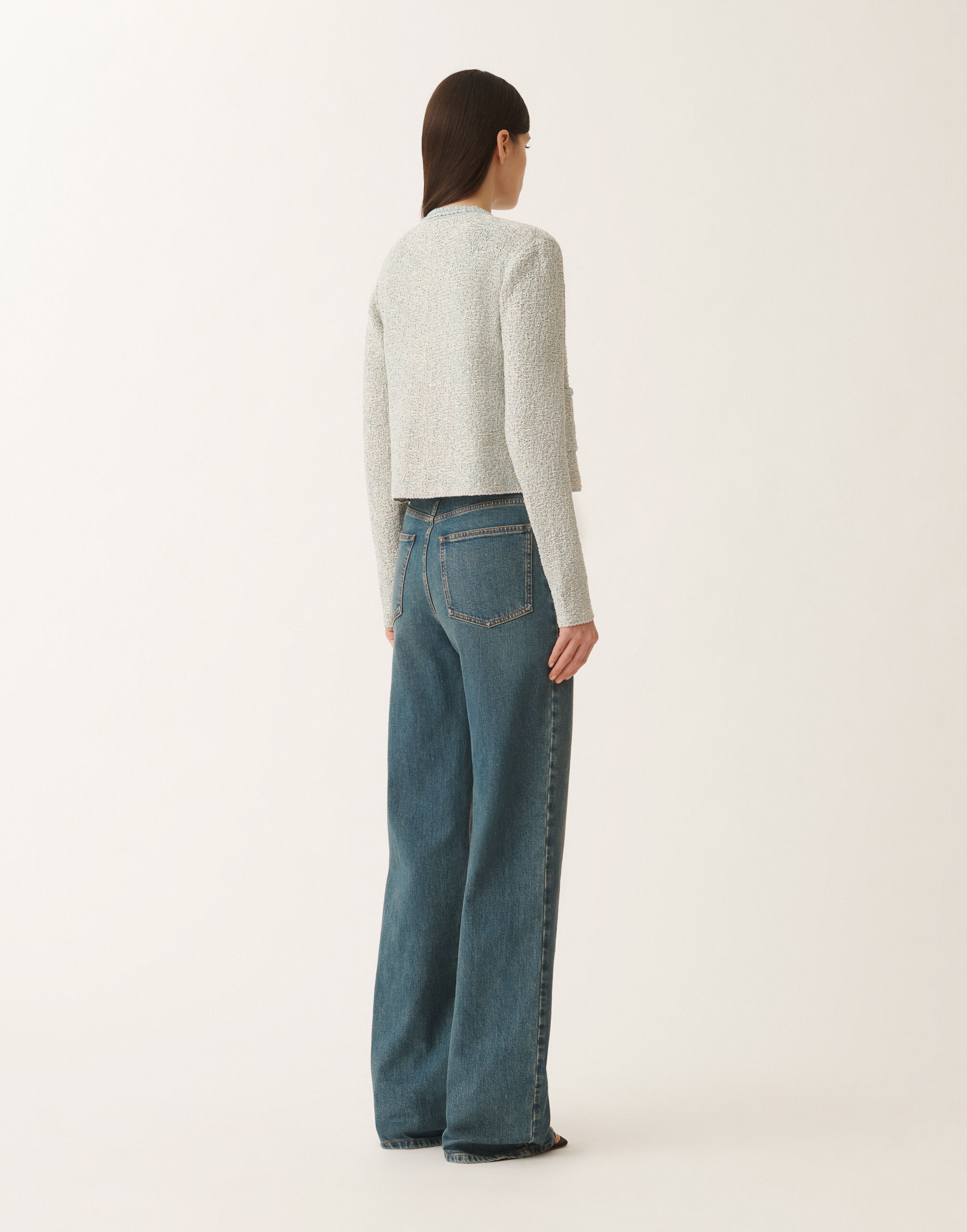 Fabiana Filippi Lurex knit tweed cardigan, vanilla and aqua green VANILLA/AQUAGREEN MAD275F584L3660000