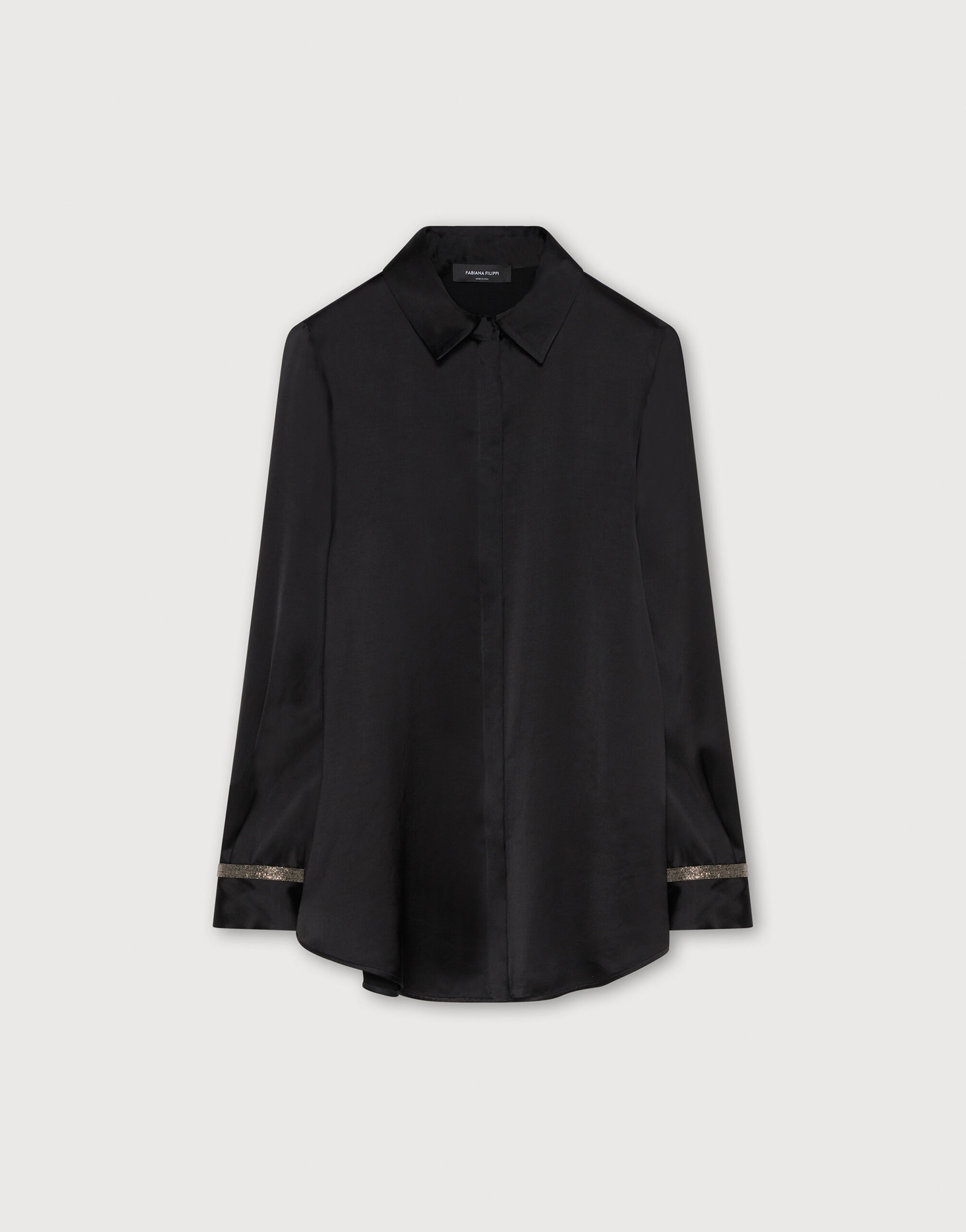 Chemise noir store satin femme