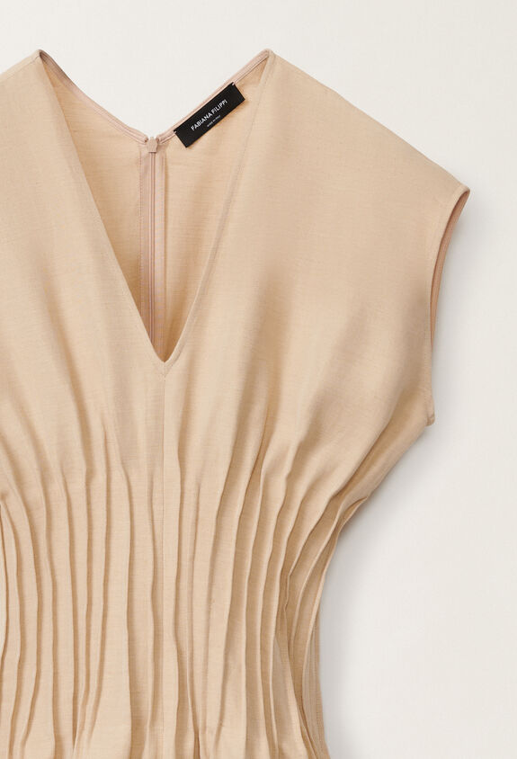 Fabiana Filippi Fluid linen and viscose dress, sand ECRU ABD275F639D5440000
