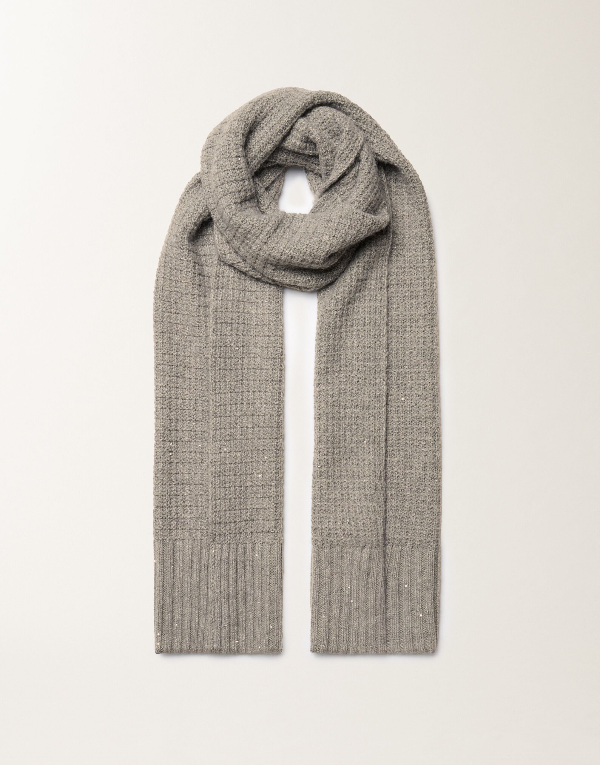 Fabiana Filippi Wool and silk scarf with sequins, rock Grey SAD225A953L6170000