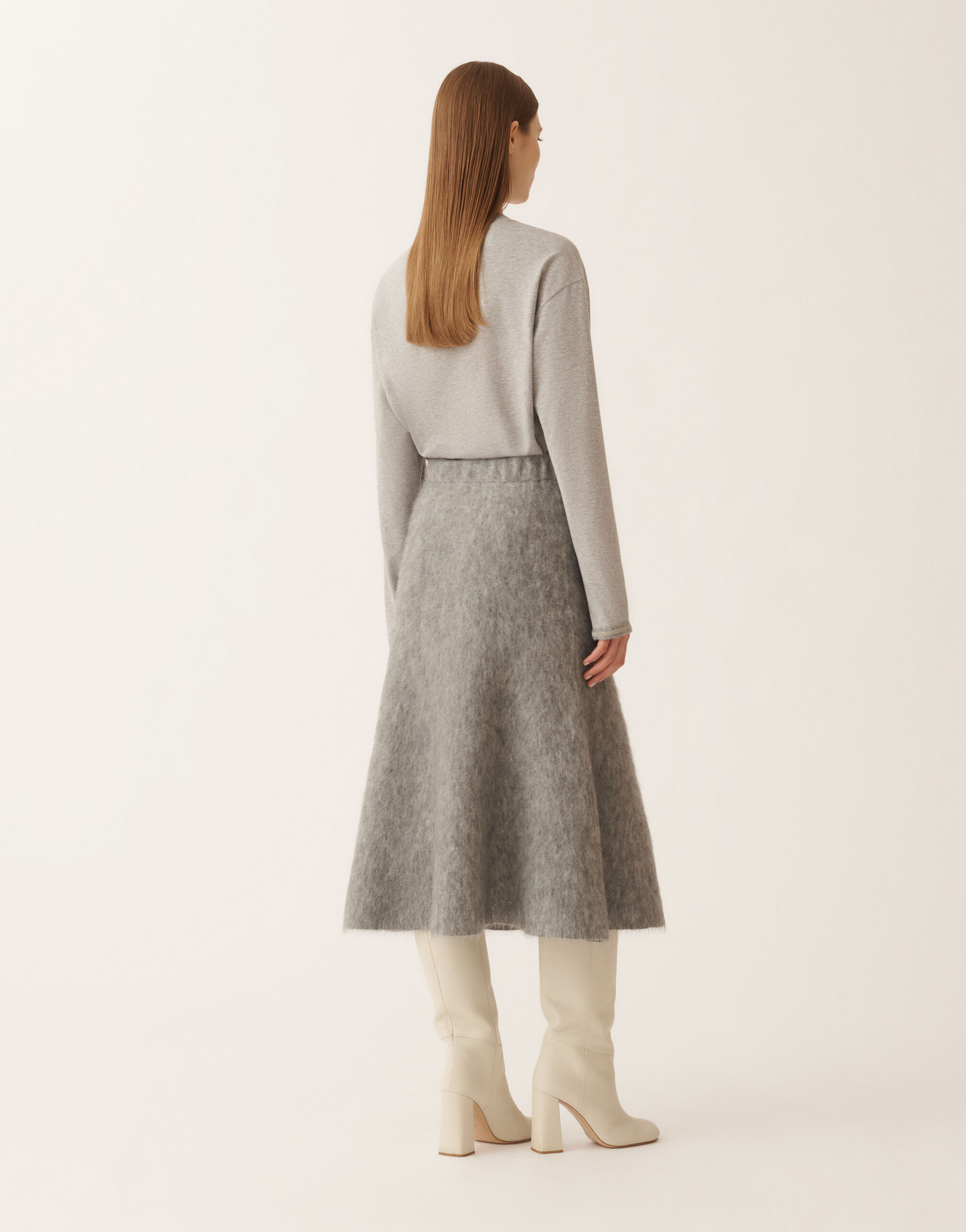 Fabiana Filippi Brushed merino and mohair skirt, rock Grey GND225F803L6200000