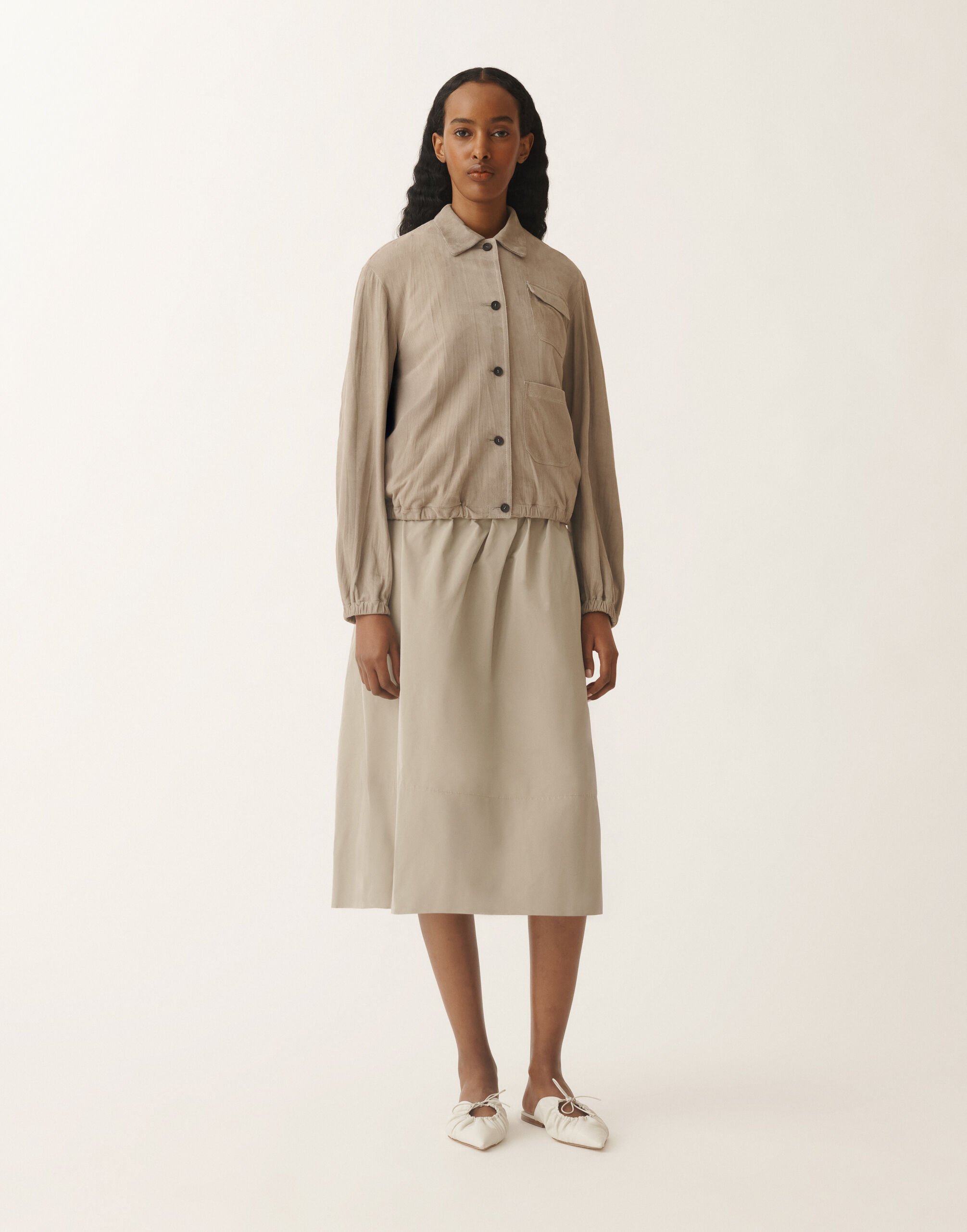 Fabiana Filippi Pleated suede bomber jacket, clay CLAY PLD275F708L4100000