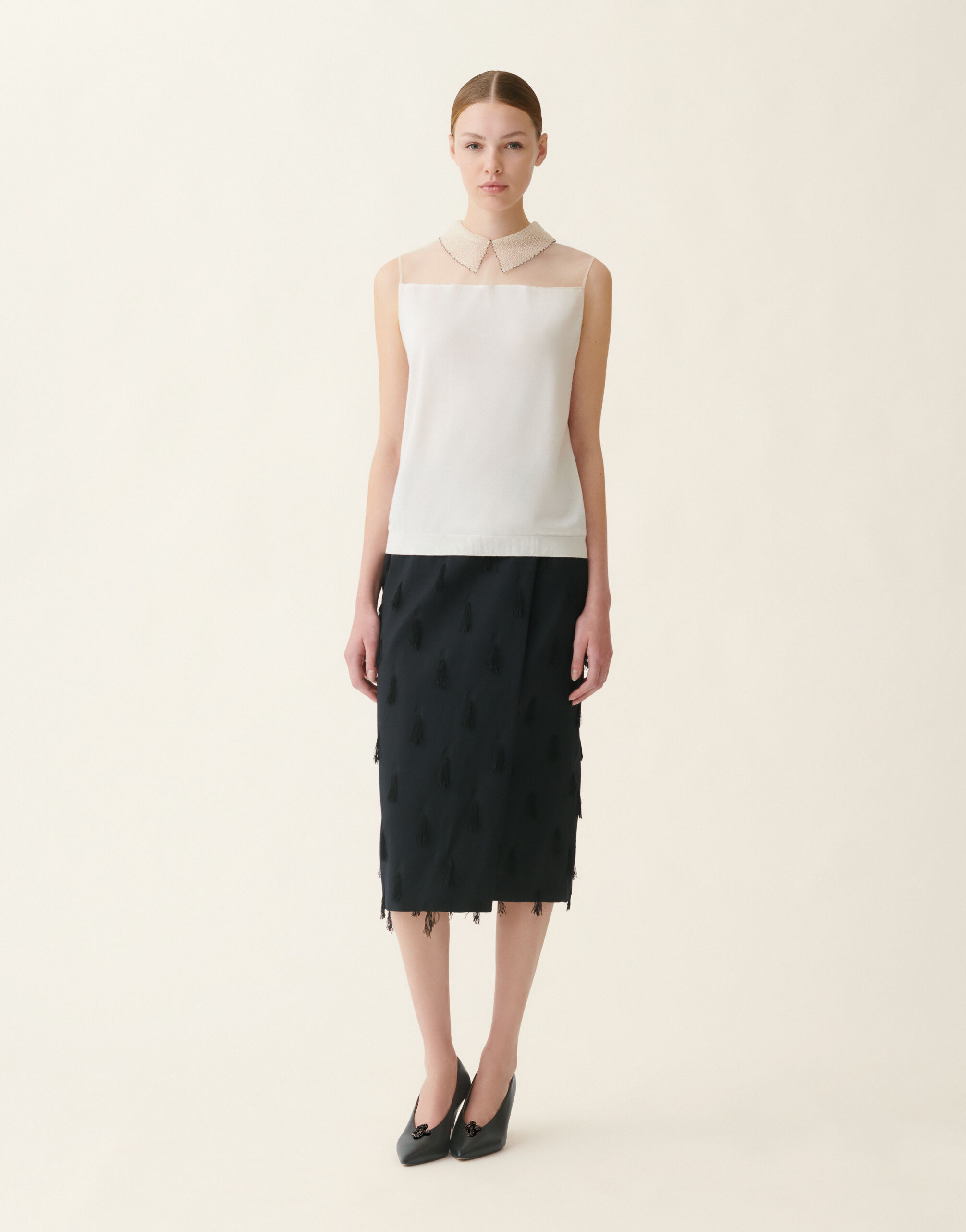Pull sans manches en cachemire et soie, raphia Fabiana Filippi Pull sans manches en cachemire et soie, raphia Raphia MAD216F008M3190000
