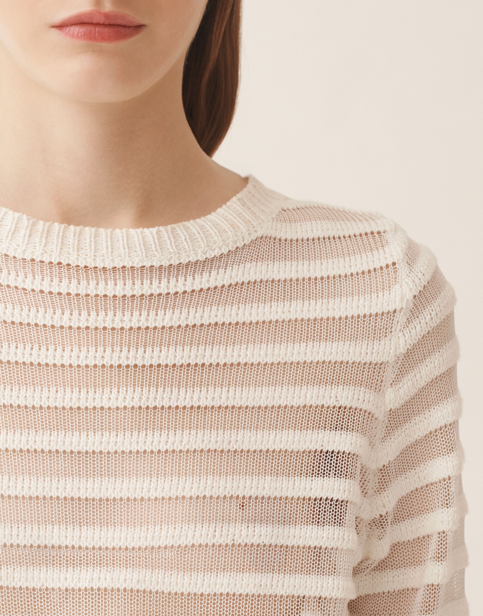 Fabiana Filippi White cotton and linen sweater with sequins White MAD266F102L7680000