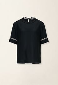 Fabiana Filippi Short-sleeve crêpe de chine top, black Black TPD226F289L7750000