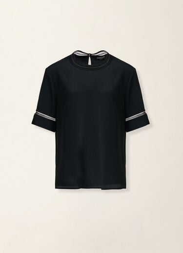 Short-sleeve crêpe de chine top, black Fabiana Filippi Short-sleeve crêpe de chine top, black Black TPD226F289L7750000