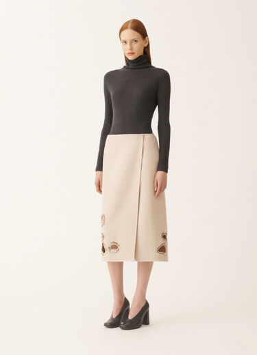Fabiana Filippi Double wool skirt, rope and wicker BEIGE GND215F415L5530000