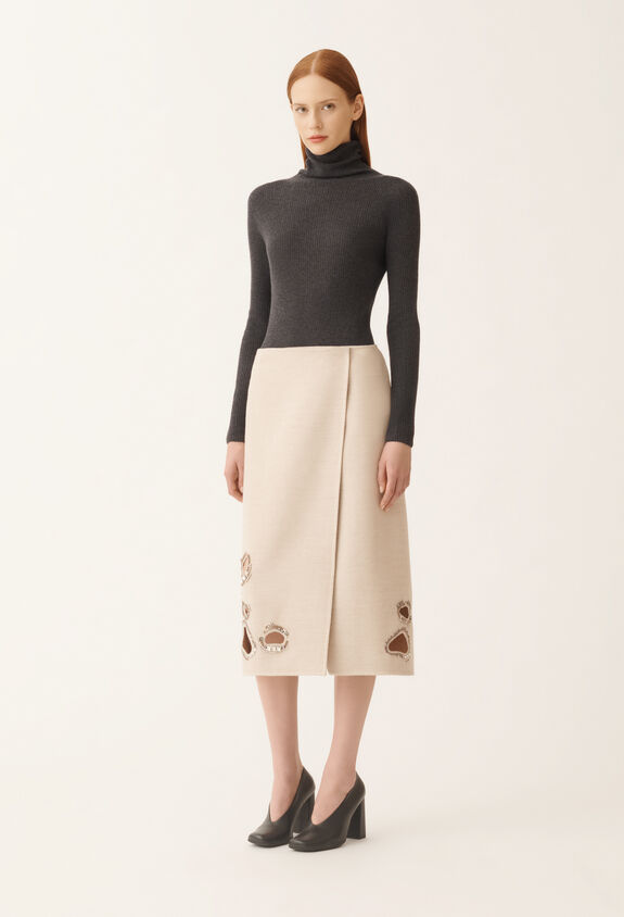 Fabiana Filippi Double wool skirt, rope and wicker BEIGE GND215F415L5530000