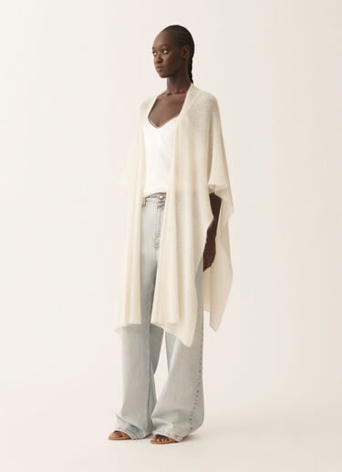 Mohair cape with sequins, raffia Fabiana Filippi Mohair cape with sequins, raffia White SAD266A882L7950000