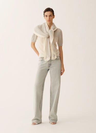 Mohair scarf with sequins, gravel Fabiana Filippi Mohair scarf with sequins, gravel Gray SAD266A879L9340000