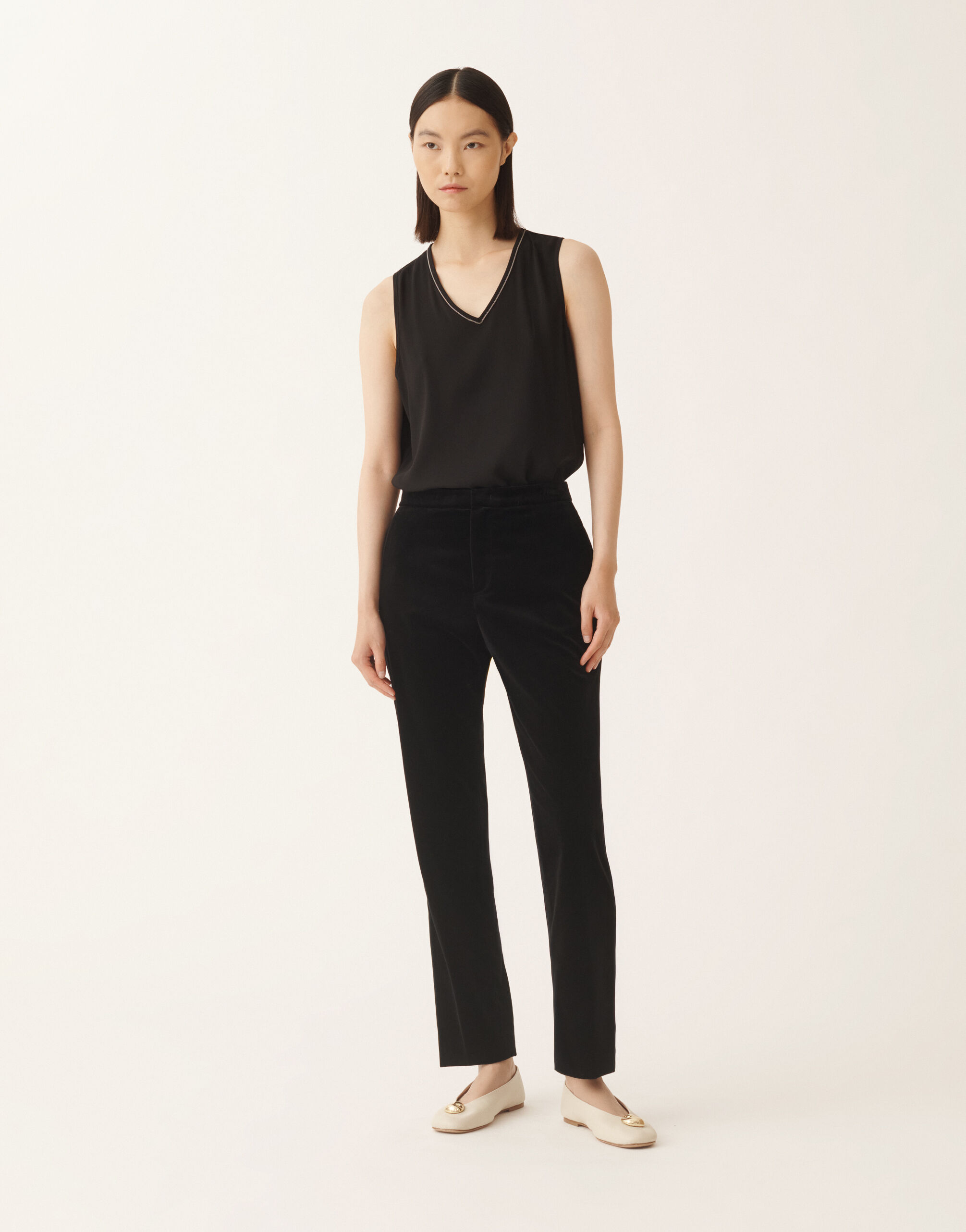 Fabiana Filippi Montefalco trousers in velvet, black Black PAD225F326D7630000