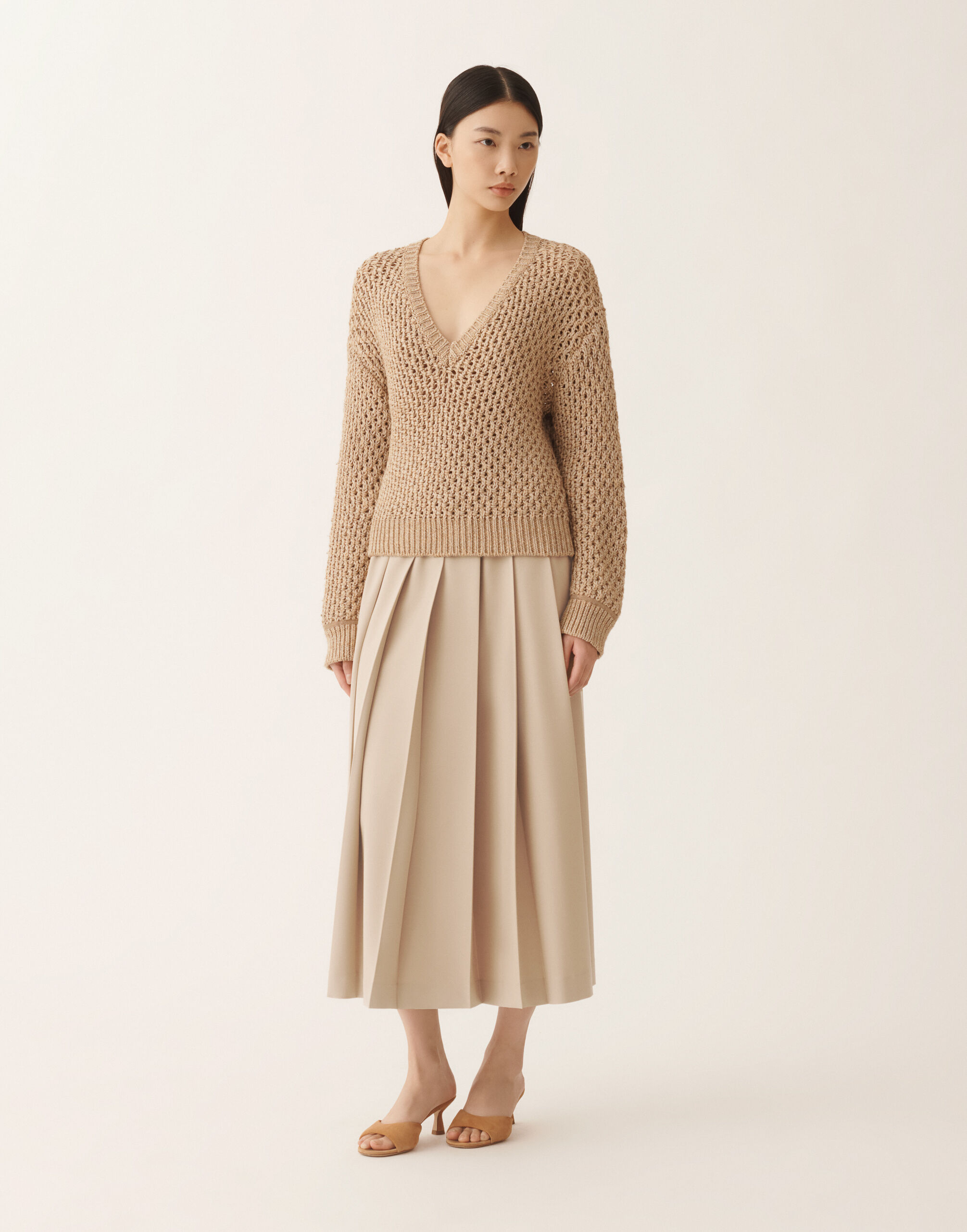 Mouliné knit sweater, maple for Women | Fabiana Filippi®